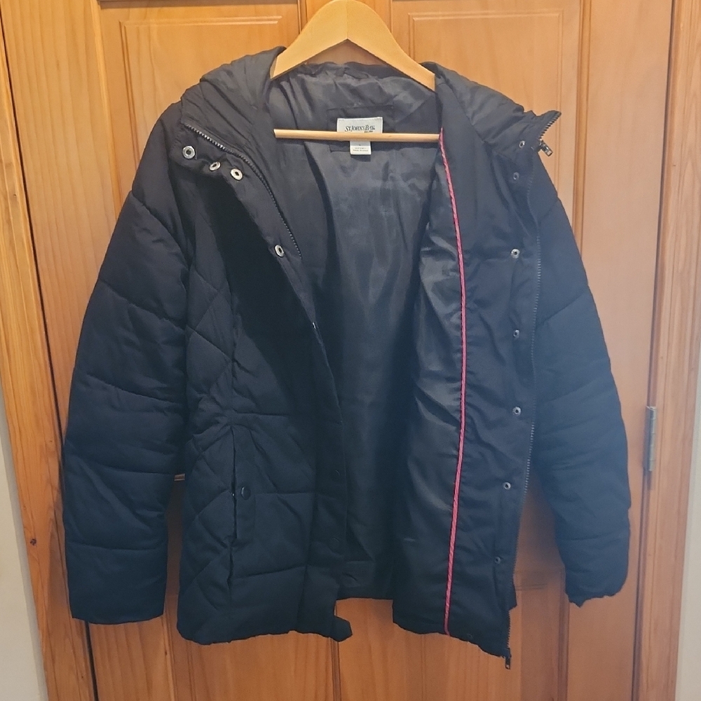 St Johns Bay Quilt Black Zip And Button Coat
